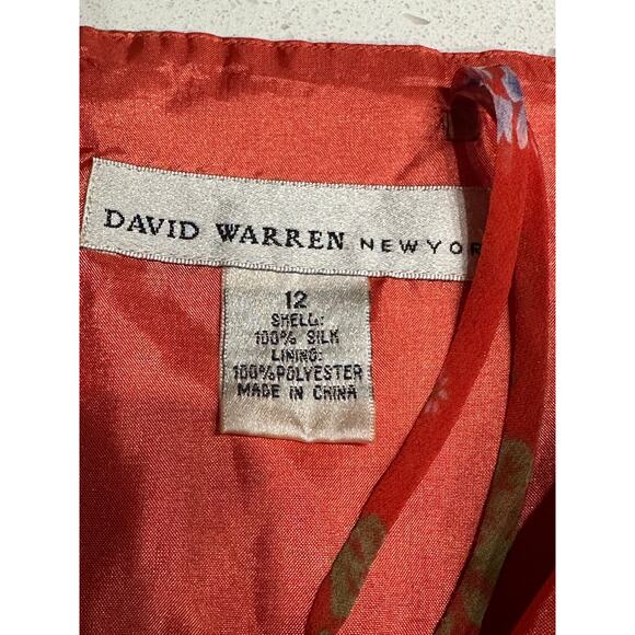 David Warren Dress NWT Halter Midi Silk Red Floral Lined Cruise Resort Party 12 - Picture 5 of 14